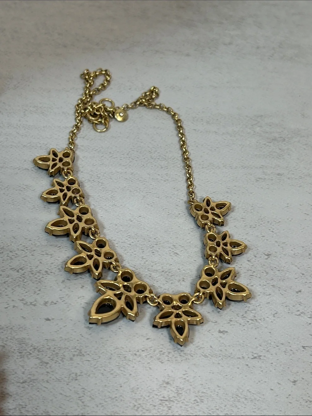 J. Crew Gold Chain Black Floral Statement Necklace
